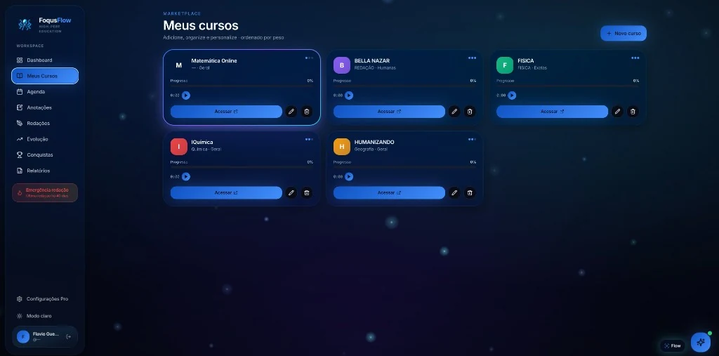 Tela de Meus Cursos